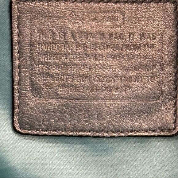 COACH POPPY LEATHER GLAM TOTE BAG ANTHRACITE vintage - Picture 12 of 16